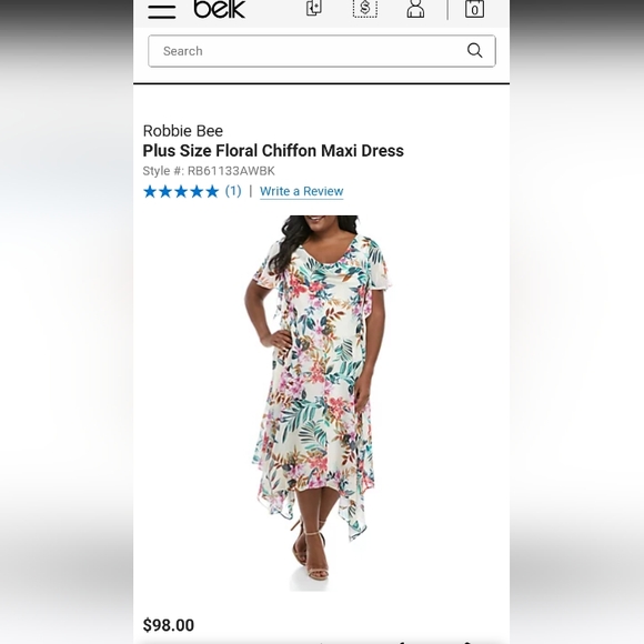 NWOT Signature by Robbie Bee Cowl Neck Floral Chiffon Handkerchief Dress Sz. 24W - Picture 14 of 14